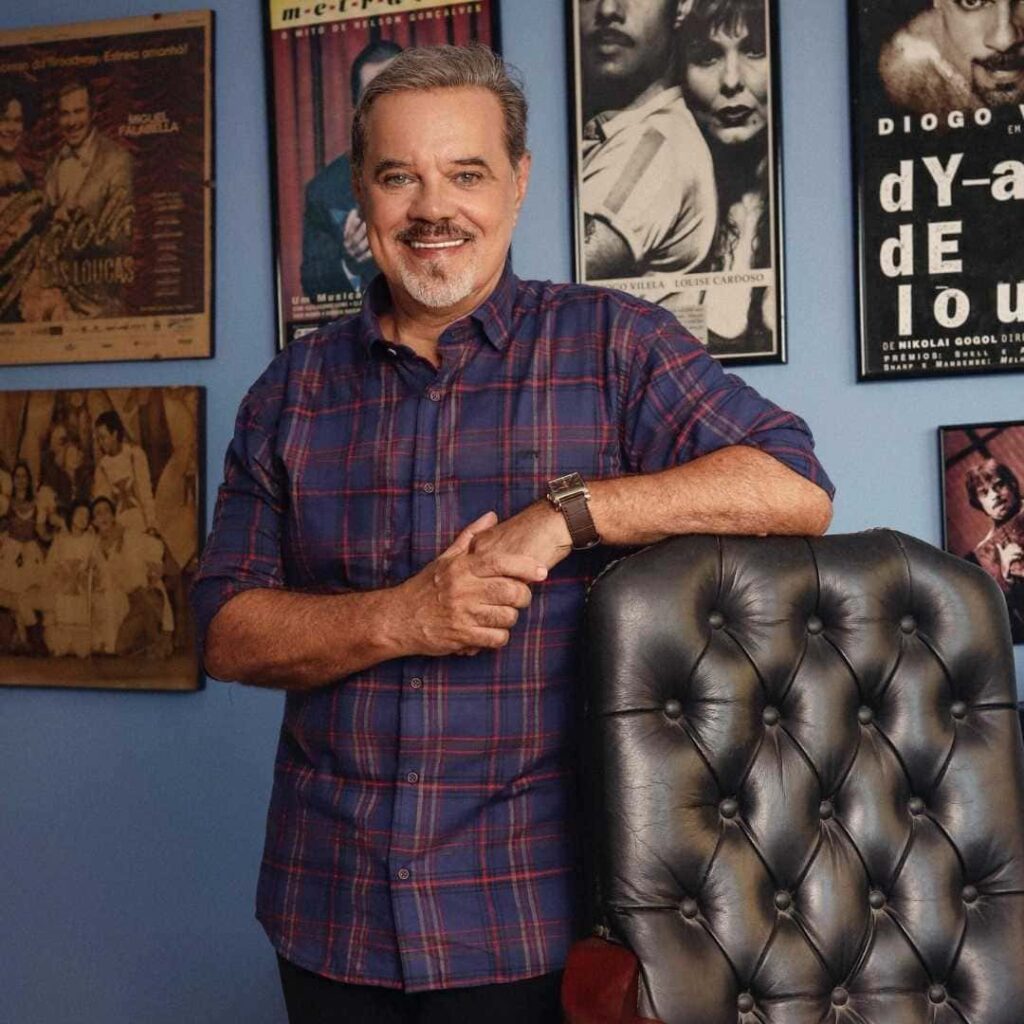 Diogo Vilela veste camisa xadrez OTT, marca de moda masculina do Grupo Breda, em editorial de moda.